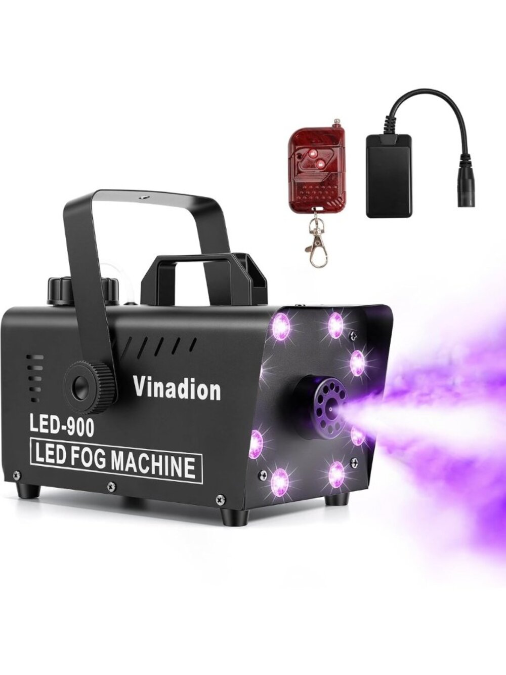 900W Portable Halloween Fog Machine with Wireless Remote & 13 Color LED Lights